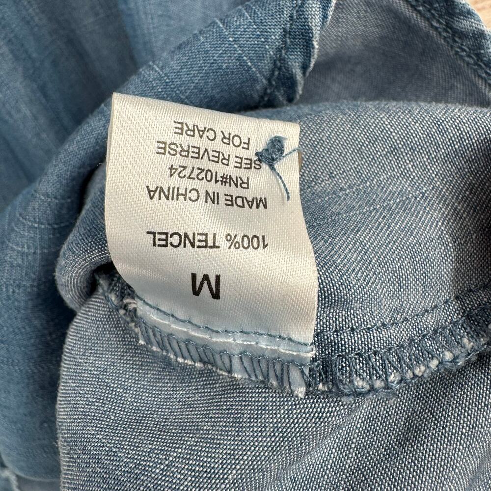 Hester & Orchard Chambray 1/4 Button Blouse‎ Womens Medium Blue - Picture 5 of 8